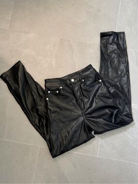H&M Black Faux Leather High-Waist Pants